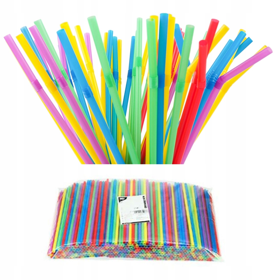 

Słomki plastikowe łamane kolorowe 1000szt 21cm 4mm