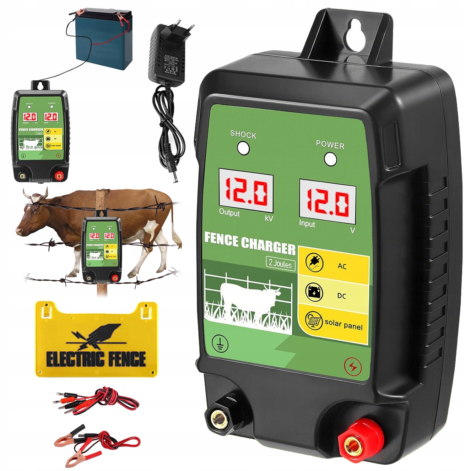 Elektrický Generátor Pastuch 15 Km Led 12V Pro Ranč Zahrady