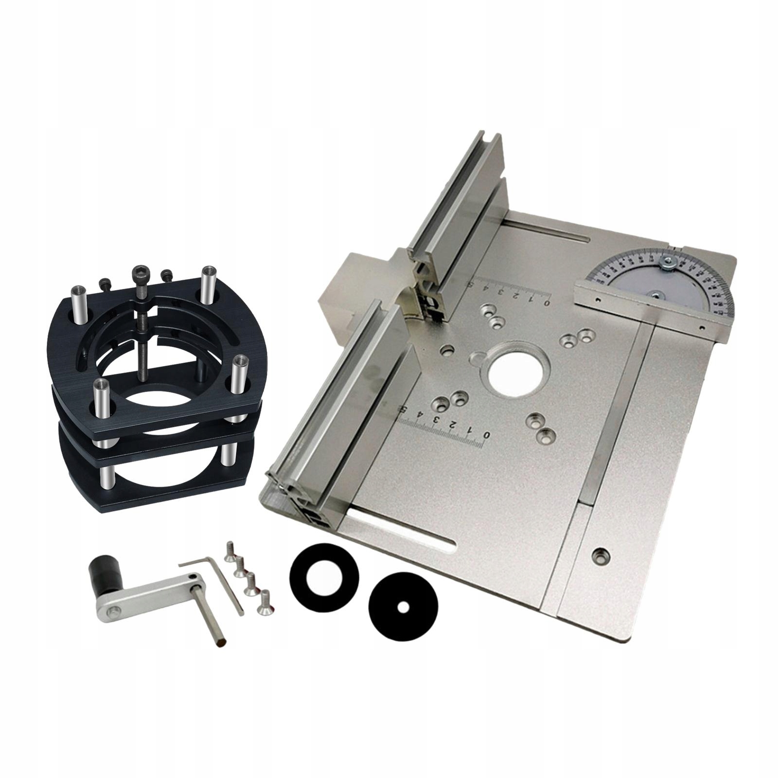 Router Lift and Plate Set Fit mm Trimming Machine Adjustable Silver Plate