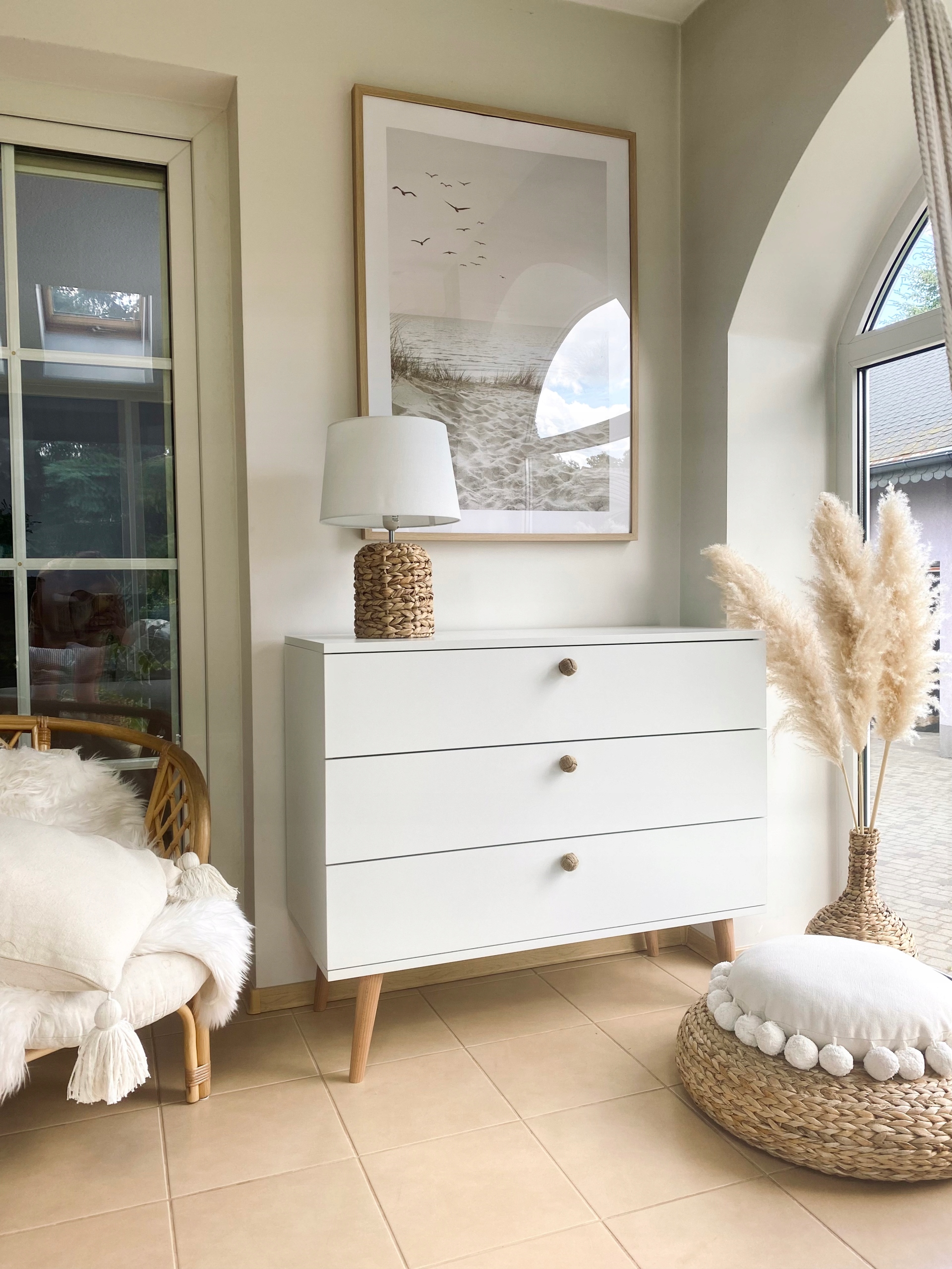 

Komoda Boho Skandynawska 100 cm biały szuflady