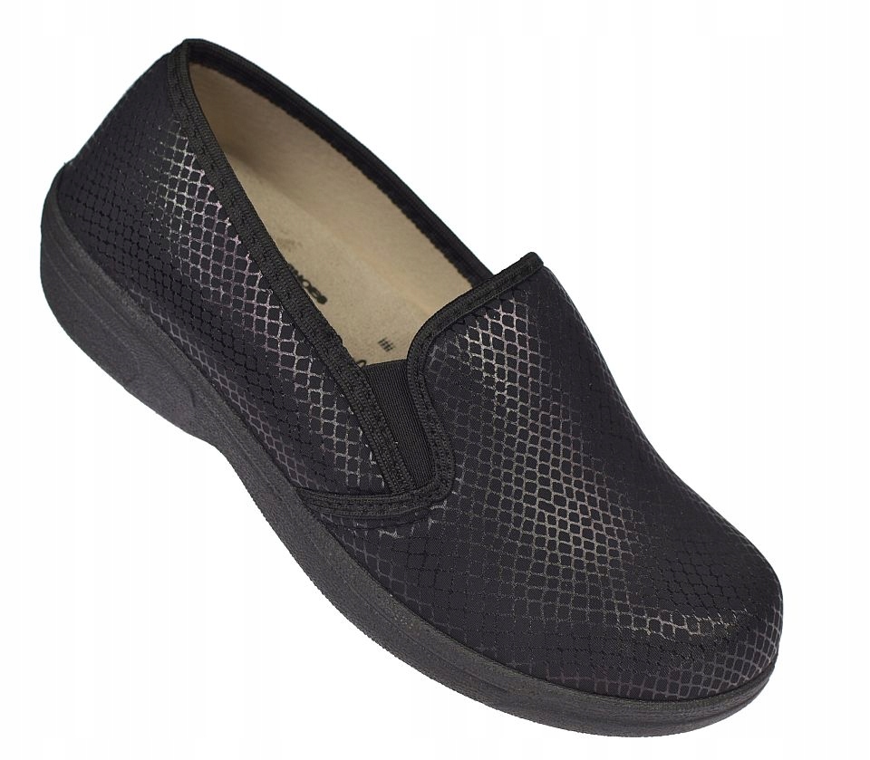 Černé dámské polobotky na halušky P-429, elastické, pohodlné, široké, vel.