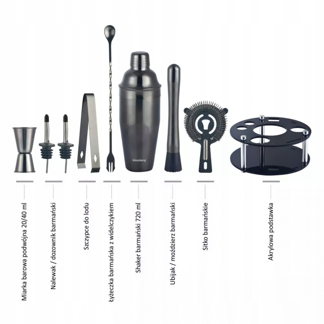 ZESTAW BARMAŃSKI 9 ELEMENTÓW KLAUSBERG KB-7581 Producent Klausberg