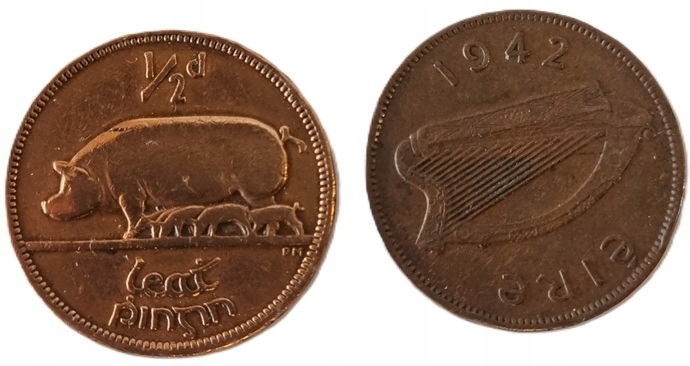 1/2 pensa (1940) Irlandia Republika Irlandii - Świnia Harfa