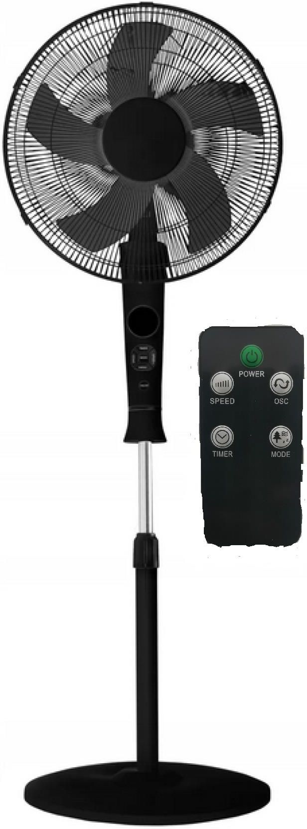 Podlahový Ventilátor S Časovačem Stojanový větráček Otočný 50W Černý