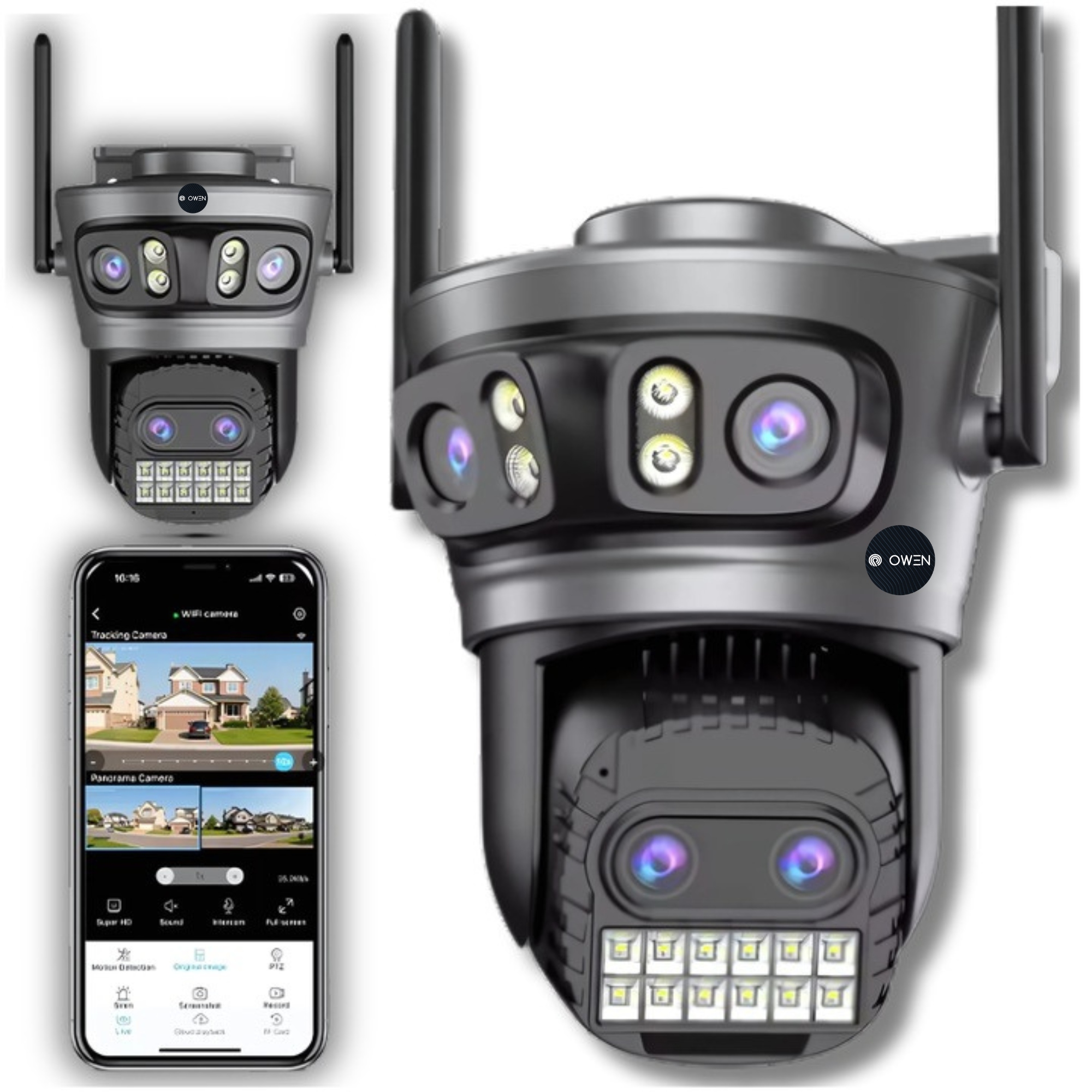 Dvojitá Wifi Ip Smart Kamera Vonkajšia Rotačná Qhd Zoom Aplikácia 4x 5MP