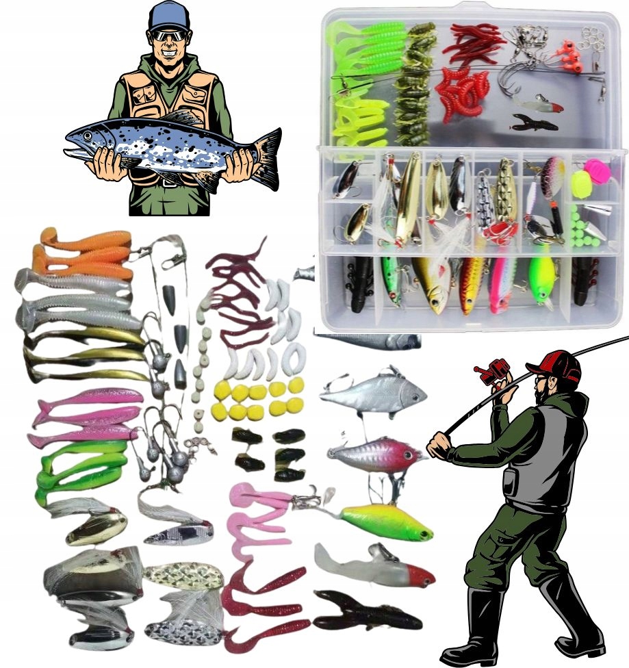 Zestaw Przynęt Wędkarskich Na Ryby Haczyki Akcesoria Dla Wędkarza