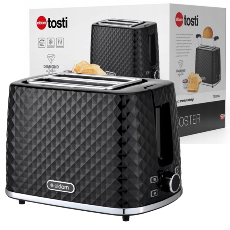 TOSTER CZARNY OPIEKACZ KANAPEK ELDOM TO265C NELE Moc 930 W