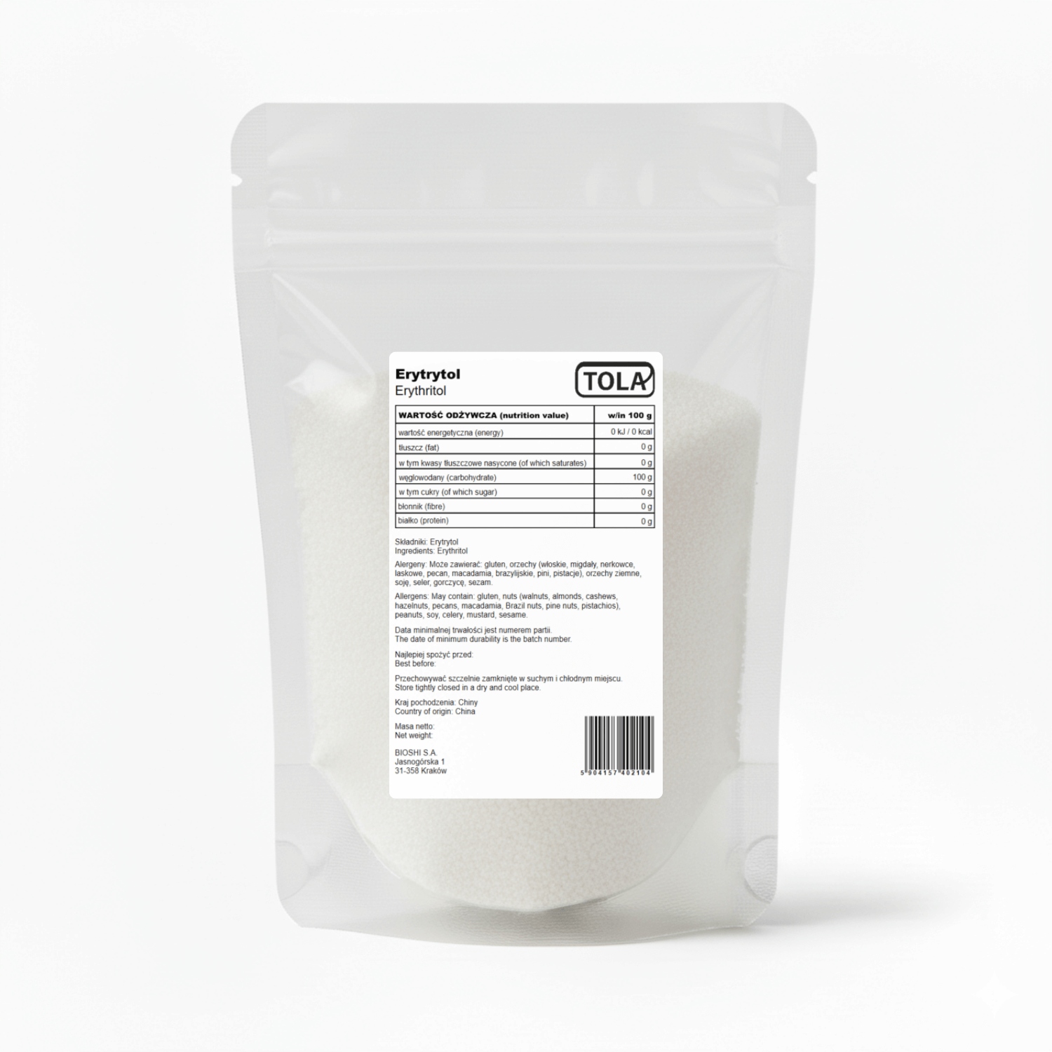 Levně Erythritol přírodní sladidlo 5 kg bez kalorií, vysoká kvalita Tola