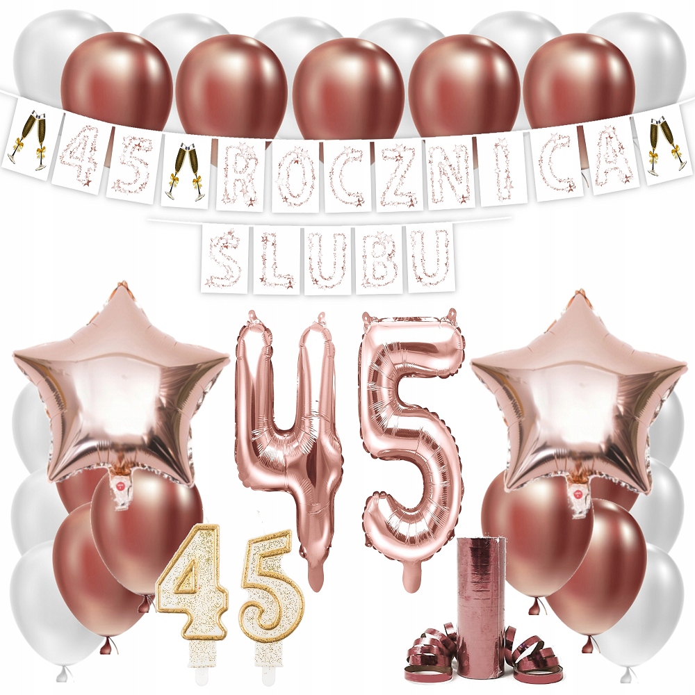 

Zestaw Balony 45 Rocznica Ślubu Rose Gold 100 cm