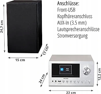 INTERNETOWA NOWOCZESNA MINIWIEŻA MEDION DAB+ FM USB BT 30W Moc znamionowa RMS 30 W