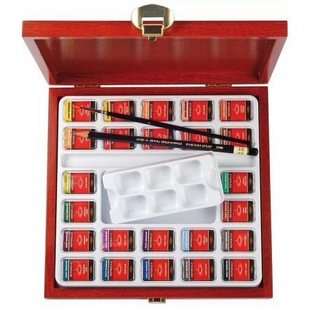 Souprava akvarelových barev Koh-i-noor 24 odstínů, dřevěná kazeta