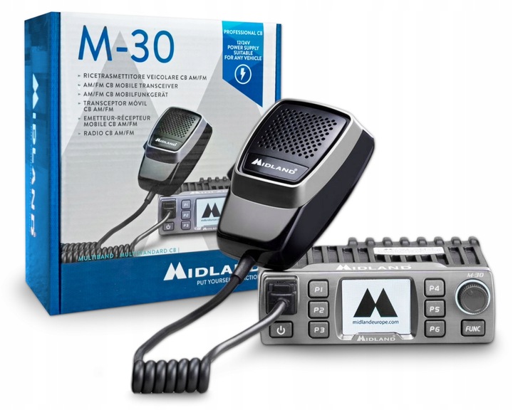 Cb Radio z mikrofonem Midland M-30 Am/fm C1313 12/24V 3 Generacja
