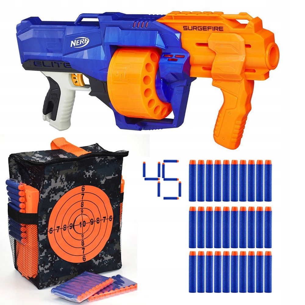 

Pistolet Nerf Elite Surgefire +dodatki I Torba Cel