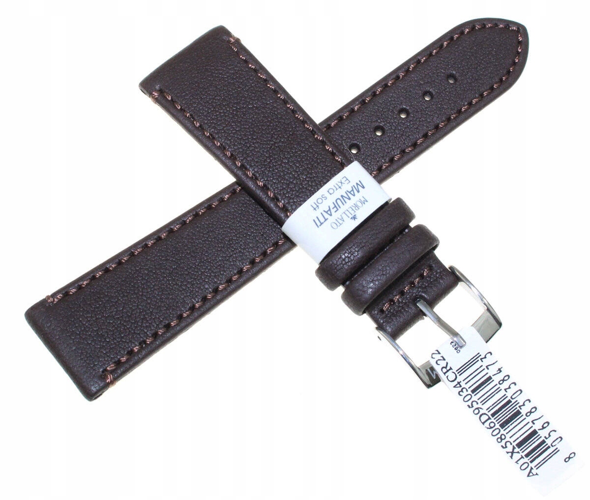 Hnědý Ručně Šitý Kožený Italský Pásek Morellato Debussy 22 mm X5806