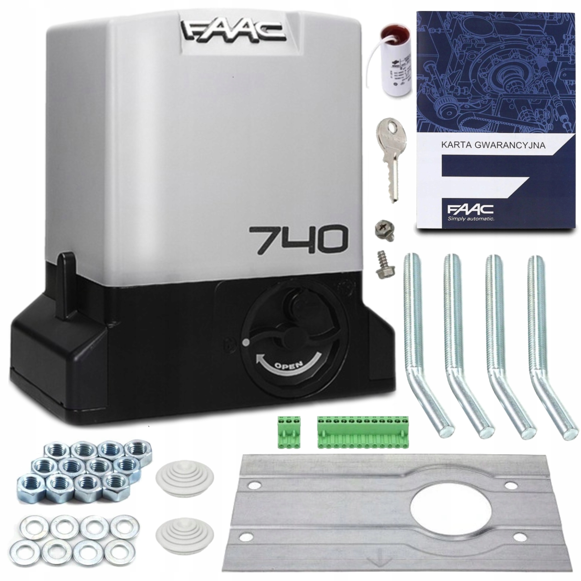 Zestaw napęd siłownik FAAC 740 Enkoder Centrala 748D Napęd do bramy