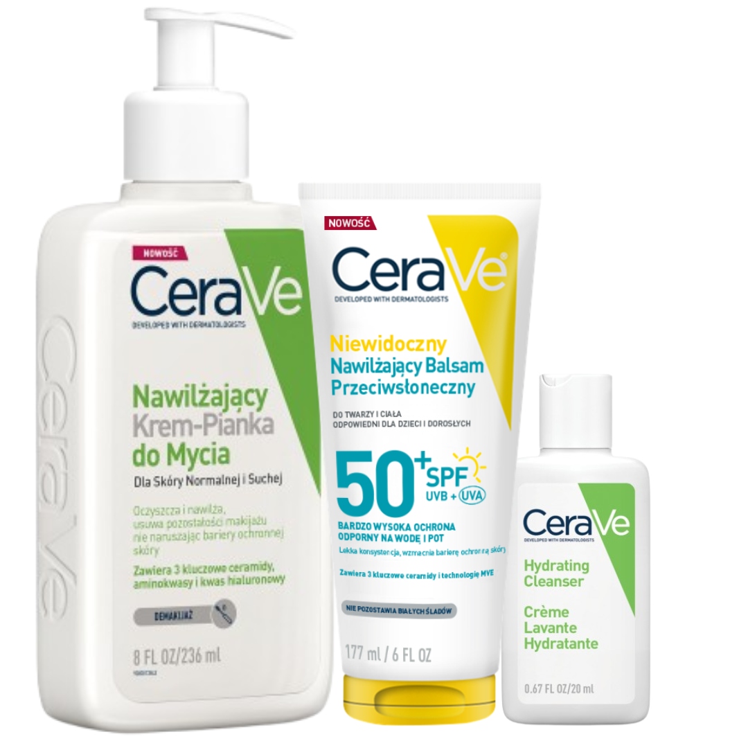 CeraVe Balsam Przeciwsłoneczny Spf 50+ 177ml, Krem-Pianka Nawilżający 236ml