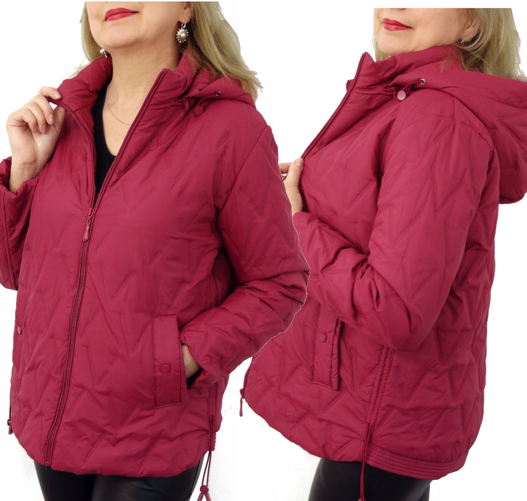 Kurtka Przejściowa Damska Wiosenna z Odpinanym Kapturem Donata 48 4XL