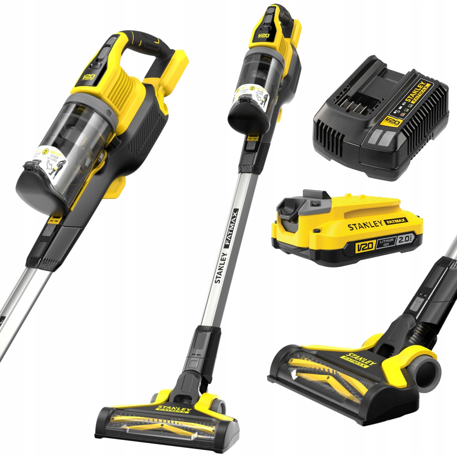 Odkurzacz pionowy 18V V20 1x2.0Ah Stanley SFMCVS001D1 zestaw ładowarka+aku