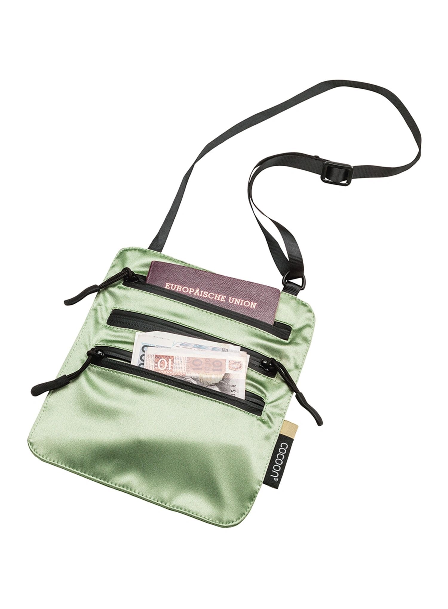 Kapsička Cocoon Secret Neck Wallet Silk světle zelená