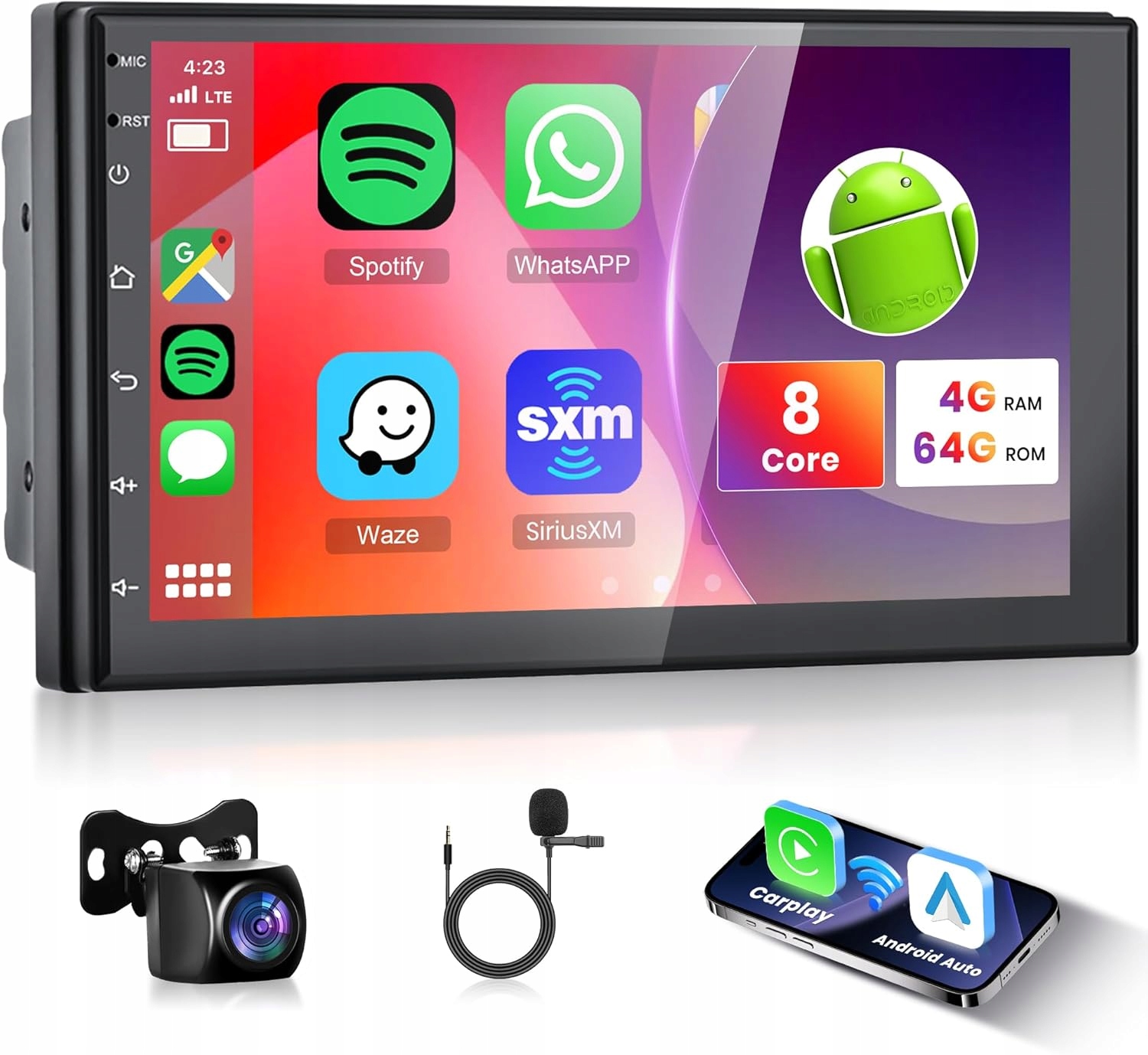 Autorádio 2 Din 4GB/64GB Android Auto Carplay Rds Wifi Gps 7" 1080p