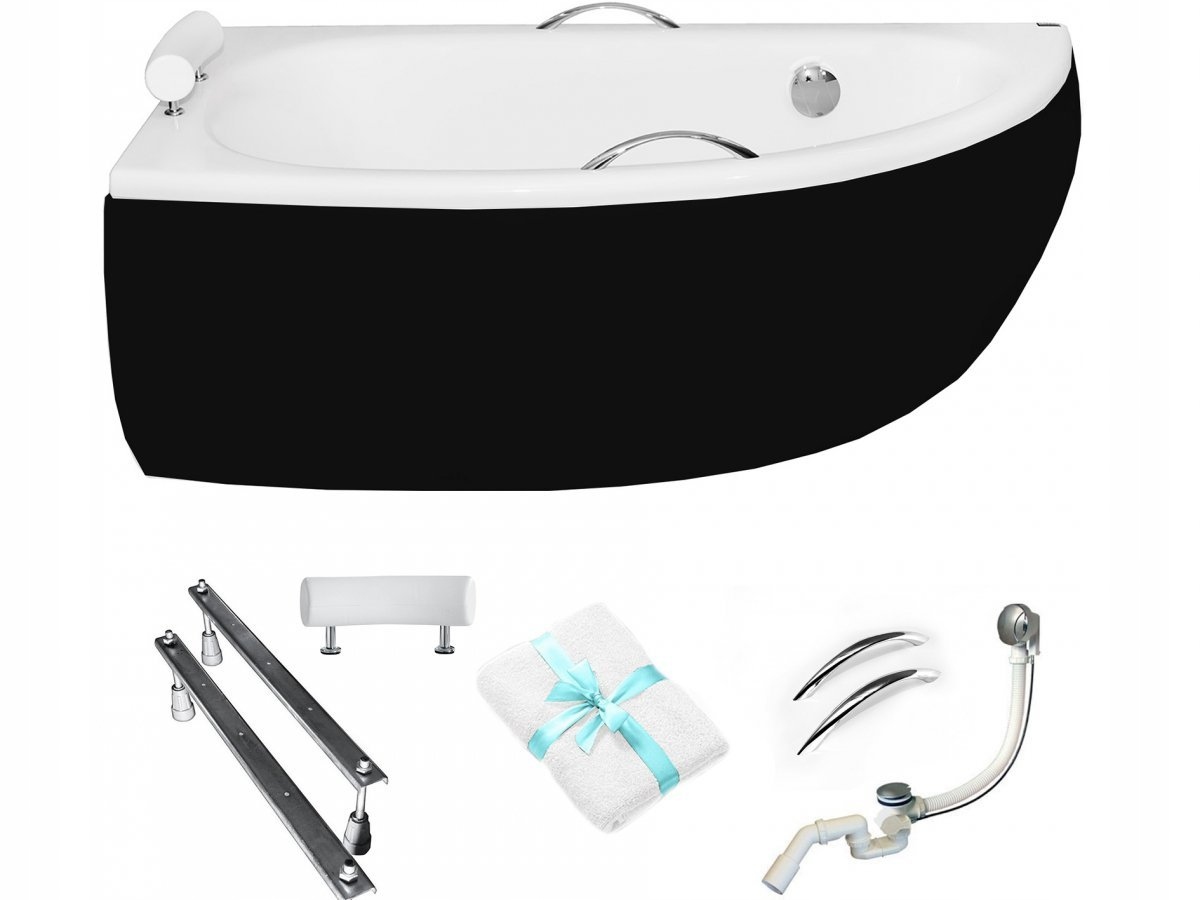 Besco Vana 150x70 Milena Premium Levá s černým krytem sifon