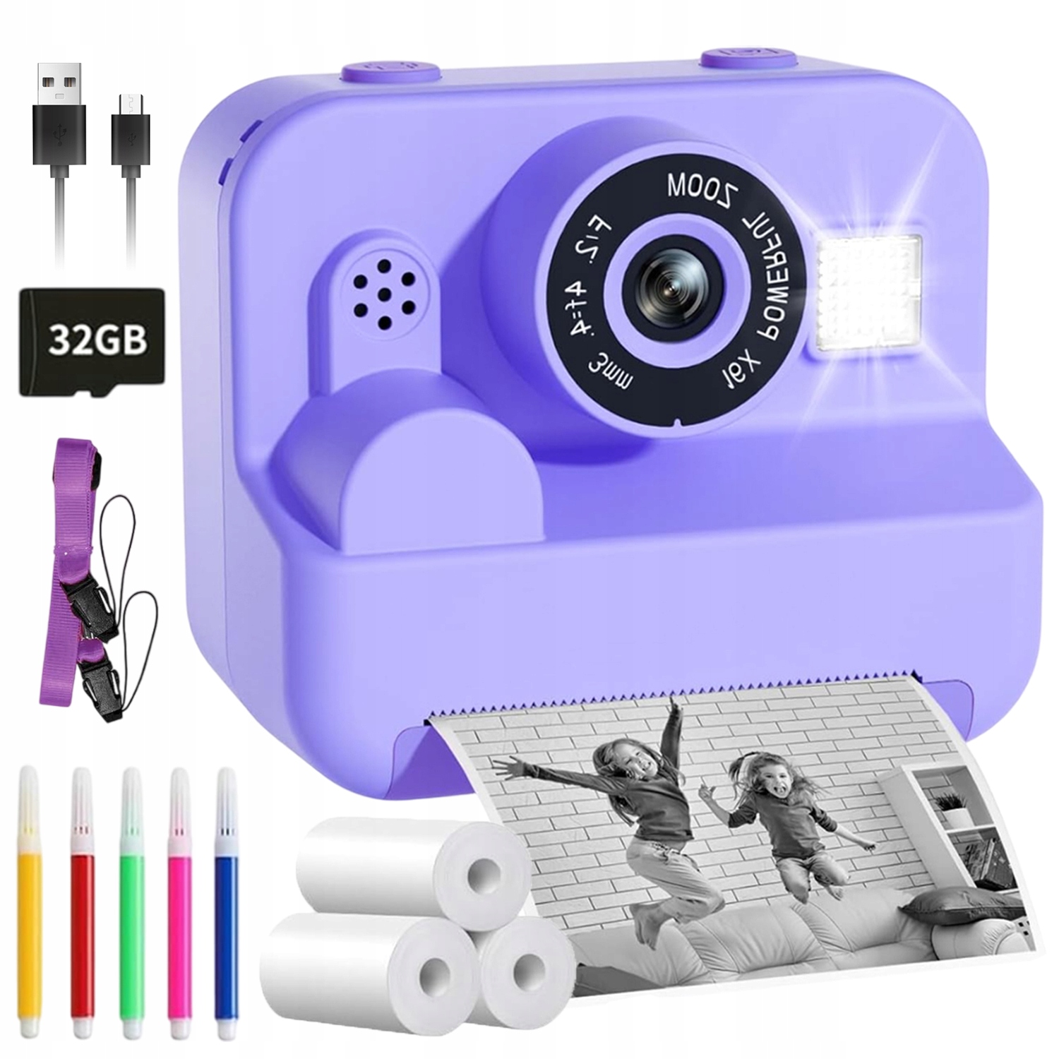 Fotoaparát Pro Děti S Efektovými Hrami A Tiskárnou Fialový – Hračka