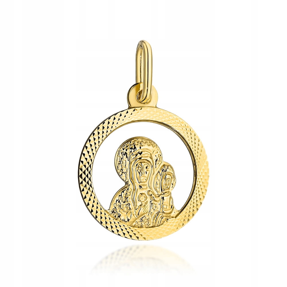 Zlatý medailon 585 14k s diamantovým vzorem 0.98g Matka Boží