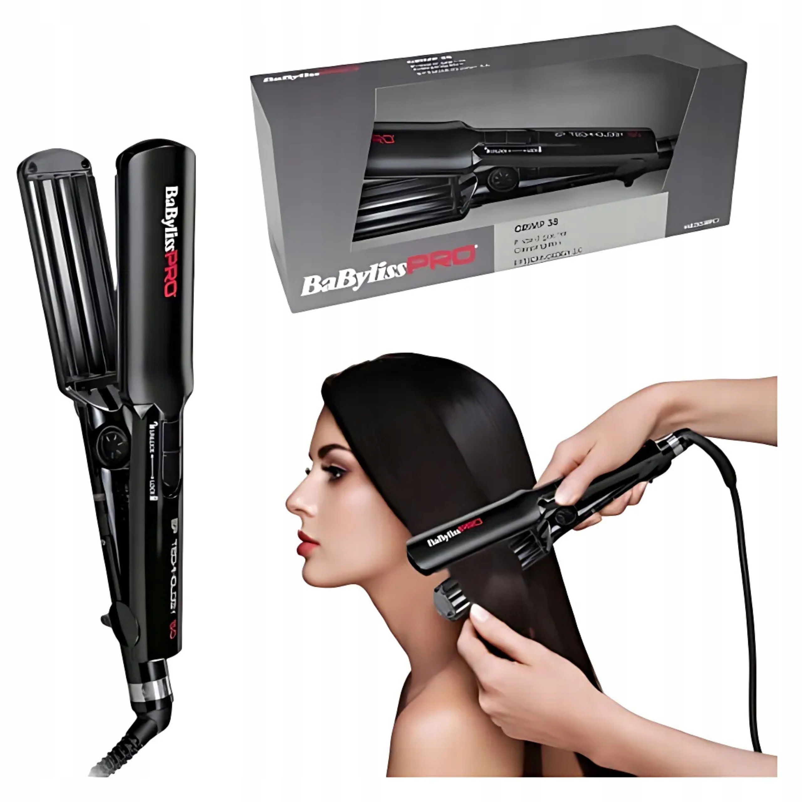 Babyliss Pro Karbownica Falownica Crimp 38mm ceramiczna obrotowy kabel 2,7m