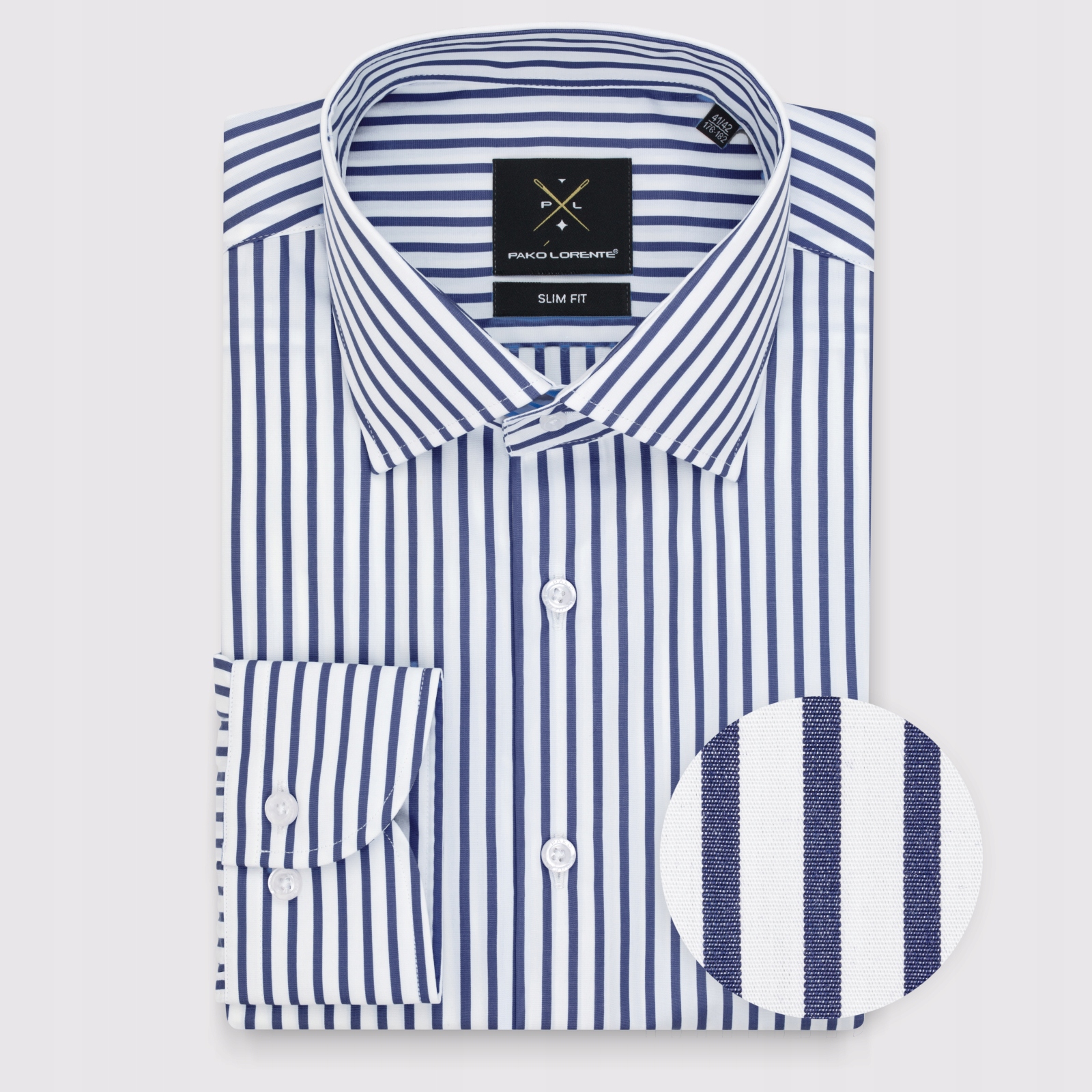 Bílá pánská košile s modrými pruhy Pako Lorente vel