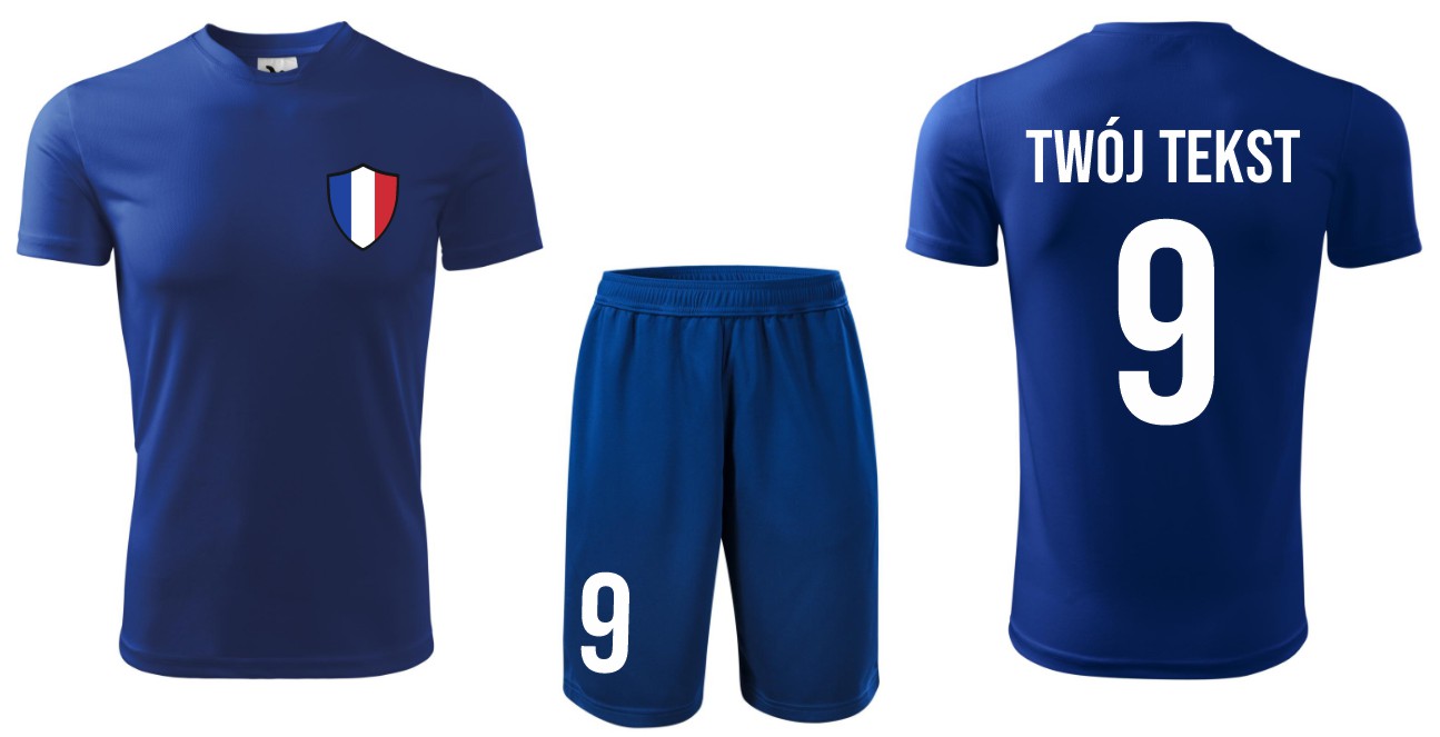 

Strój Piłkarski Francja Z Własnym Napisem (XL)