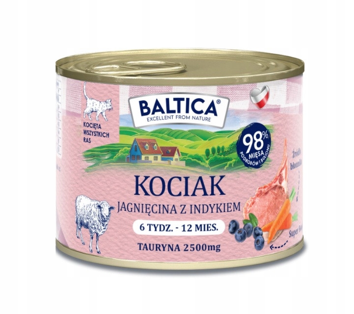 Levně 6 x Baltica Kotě Vlhké jehněčí Krůta 185 g