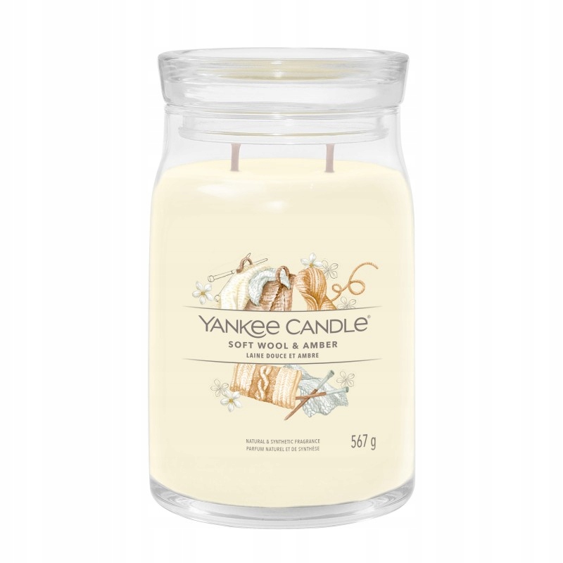 Yankee Candle Signature Soft Wool and Amber velká vonná svíčka 567 g