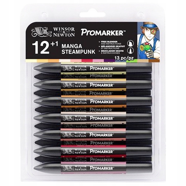 Fixy oboustranné 12 ks Marker Winsor&Newton Sada Manga Steampunk