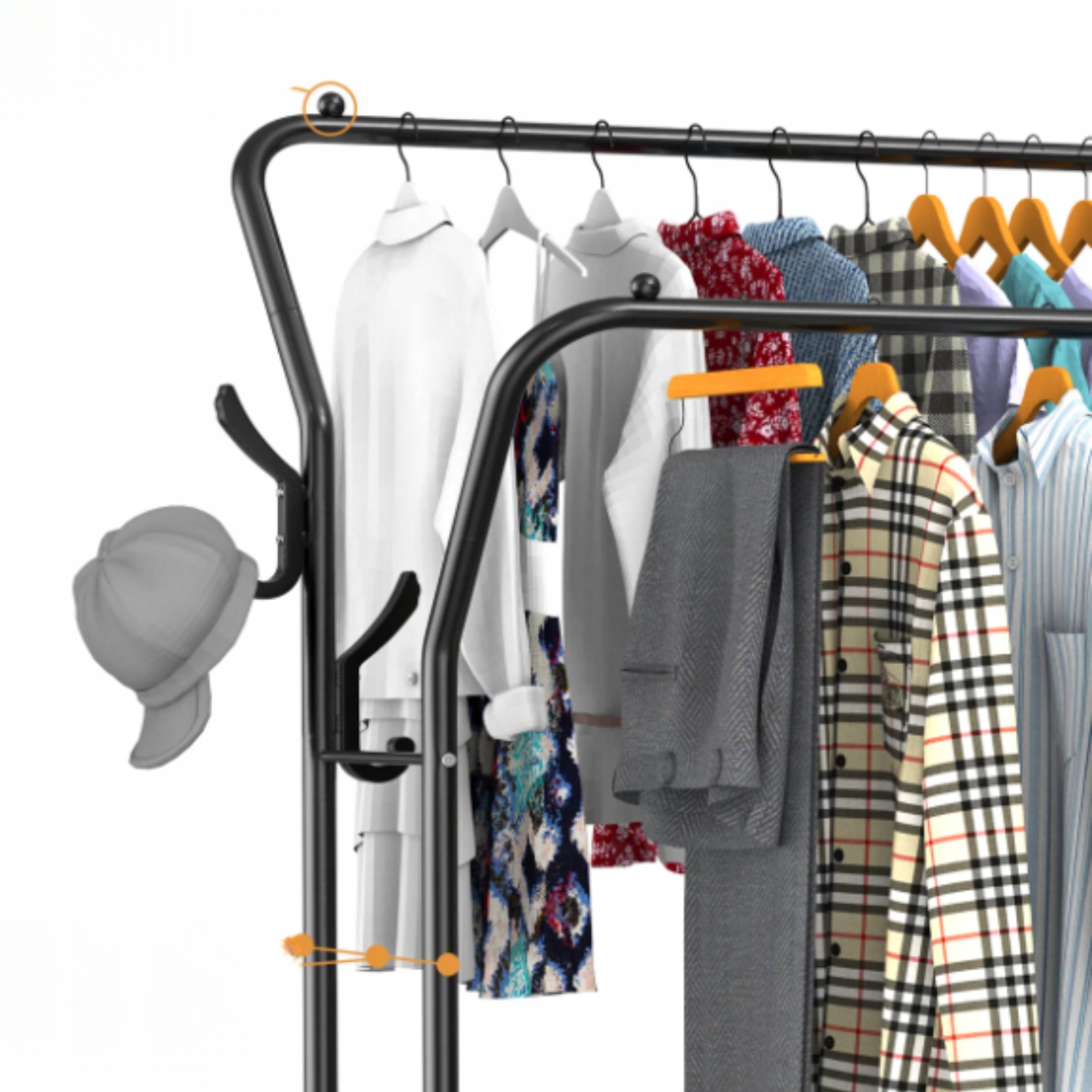 Stojan Na Oblečení Věšák Dvojitý Kovový Stojící Šatník Boty Skříň