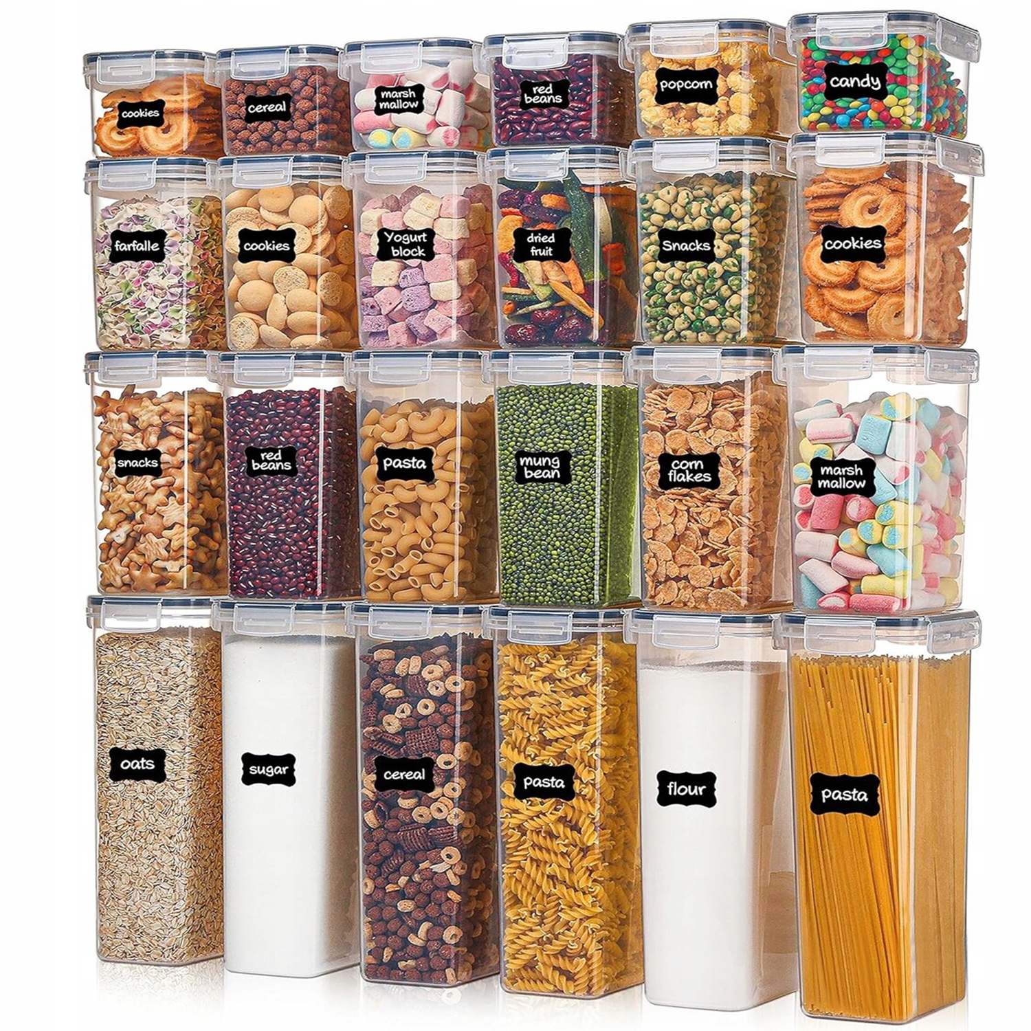 Sada 24 Velkých Nádob Na Potraviny, Krabice Na Skladování, Komplet