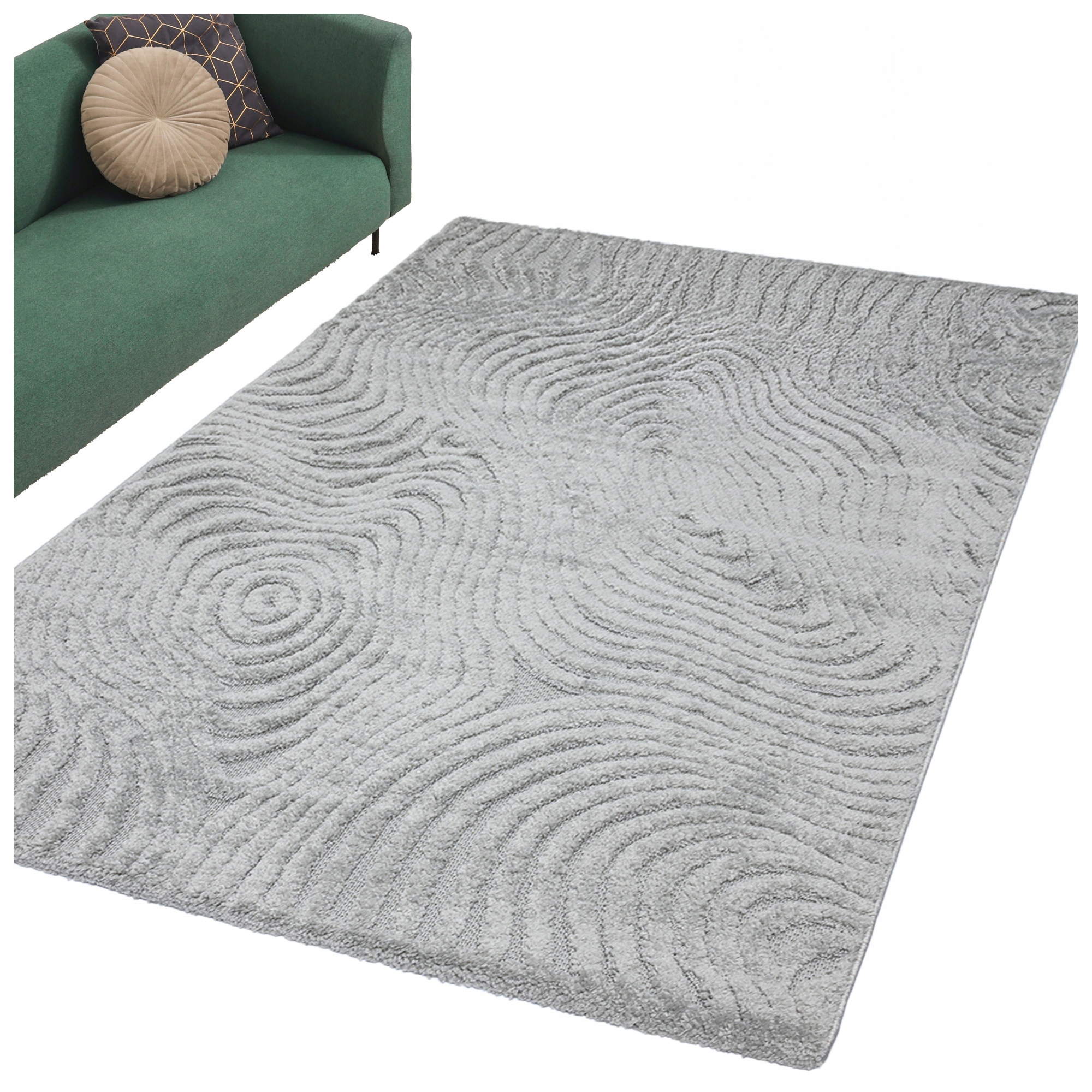Koberec do obýváku 120x170 Moderní Šedý Módní Dvouúrovňový Pevný Odolný