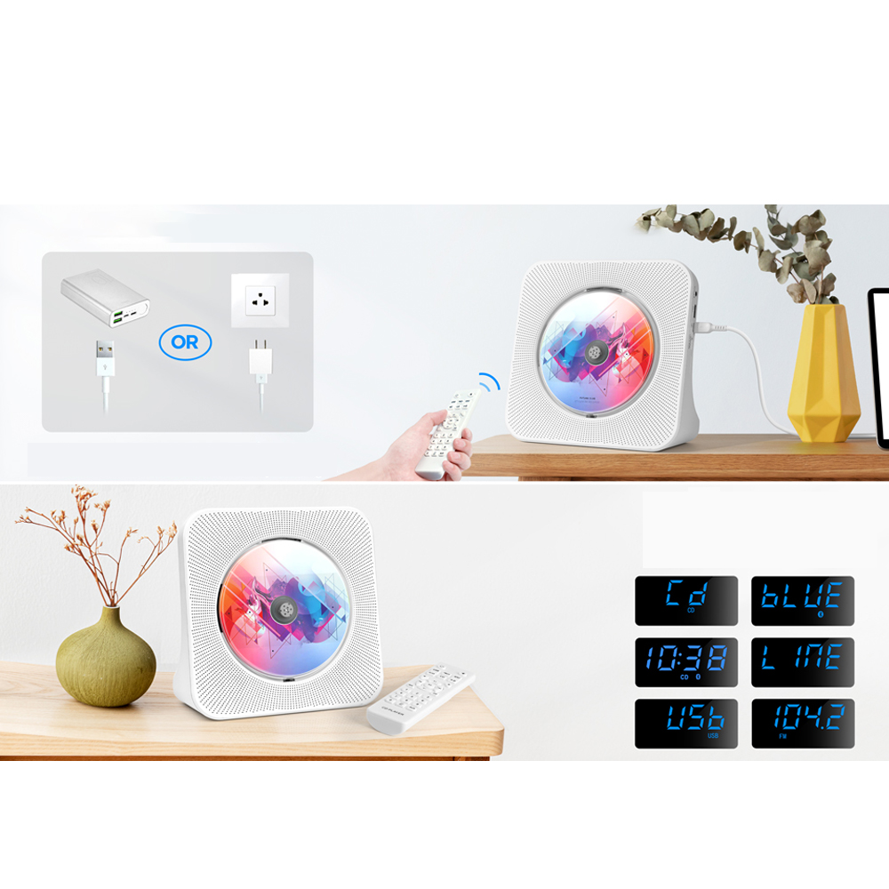 ODTWARZACZ PRZENOŚNY CD GŁOŚNIK BLUETOOTH RADIO AUX USB FM Z PILOTEM BIAŁY Odtwarzanie CD/RW tak