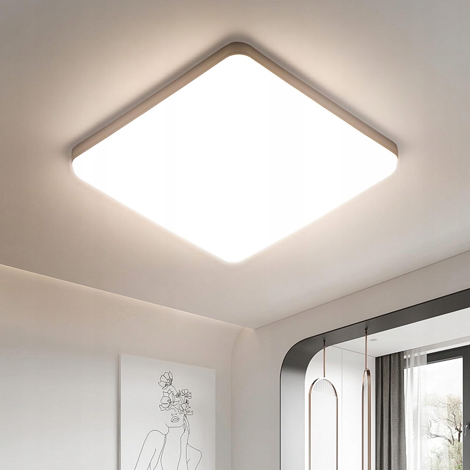 Lampa Sufitowa Plafon Led Kwadrat Łazienkowy Natynkowy 43W 4000K