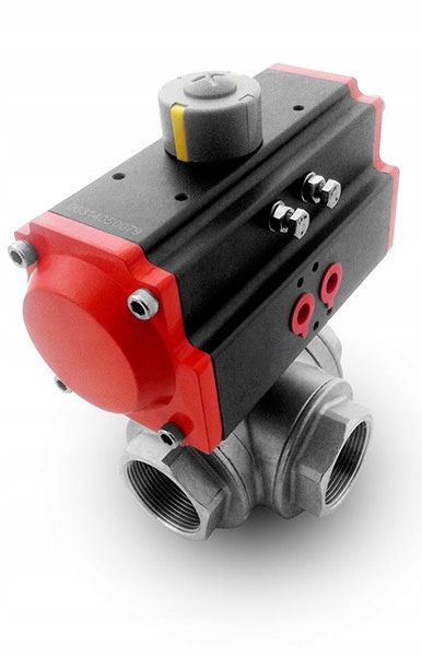 Zawór kulowy 3 drogowy DN50 2 cale nierdzewny z siłownikiem AT75