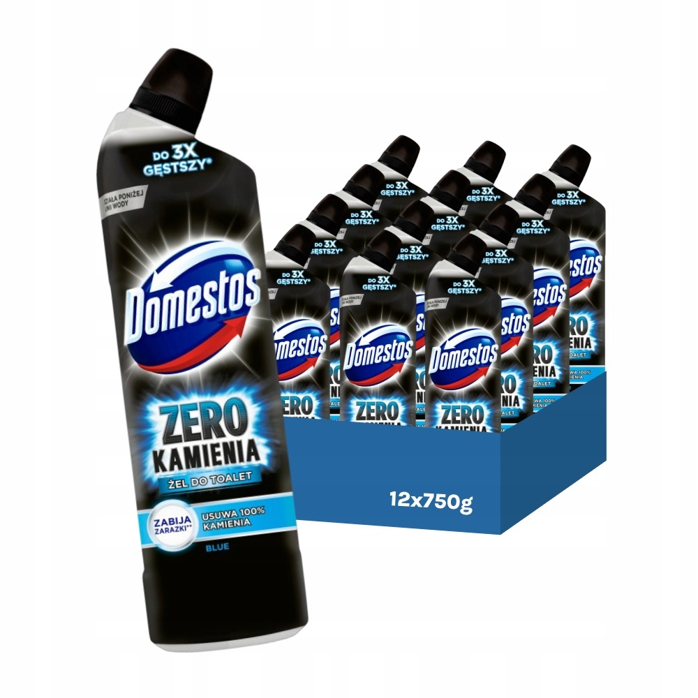 Domestos Zero kamienia Blue żel do Wc ocean zestaw 12 x 750ml usuwa kamień