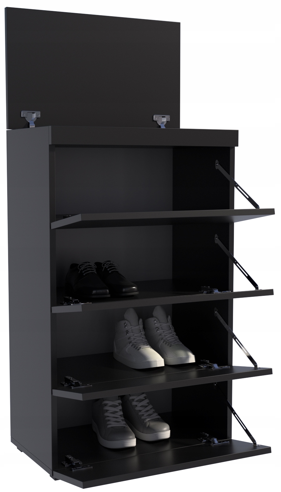 Skrinka na topánky Figaro čierna 60 cm regál na topánky veľká predsieňová šatňa