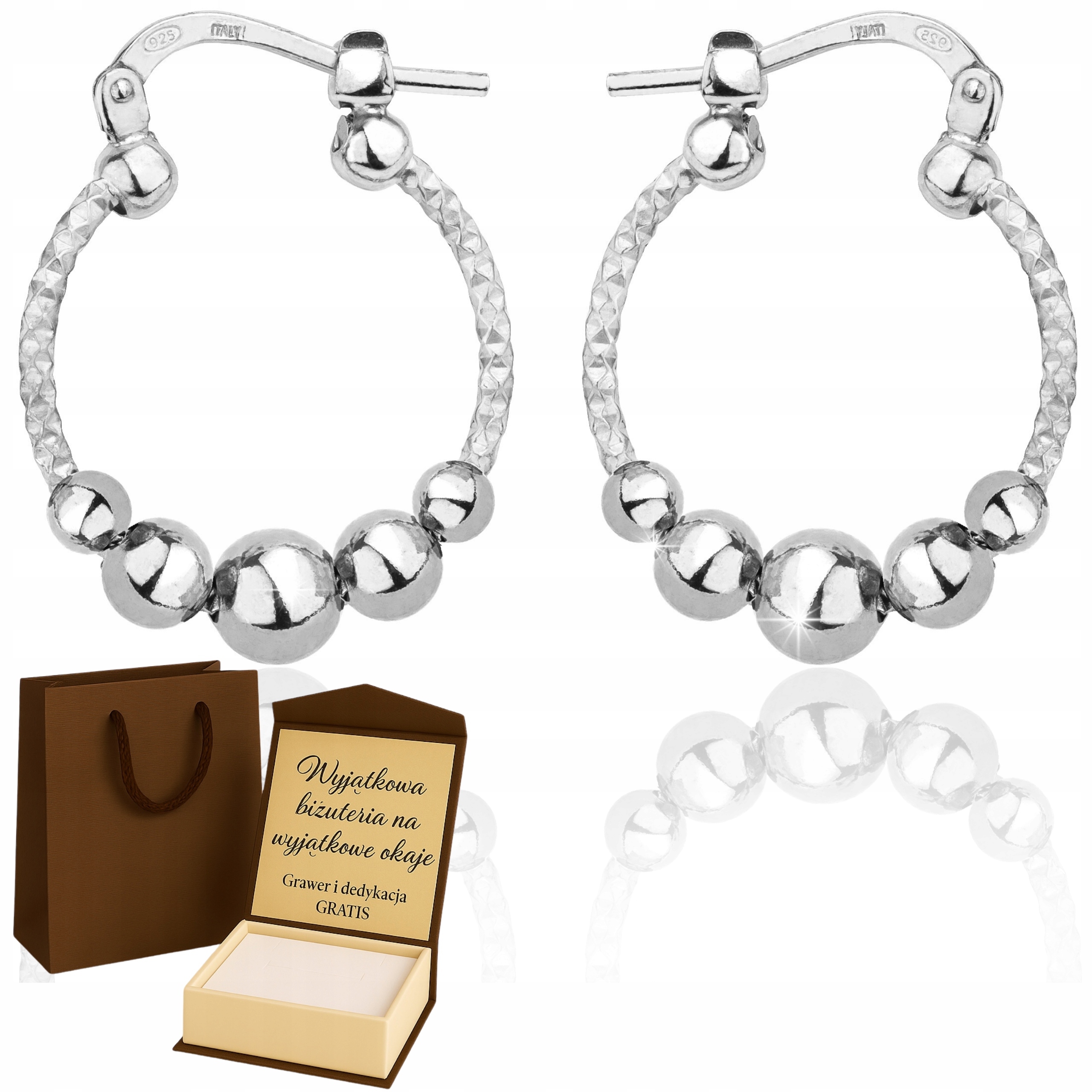 Stříbrné Náušnice Dámské Srdce Kulaté Kruhy Kolečka Ryzost 925 Rhodiované Gravírování