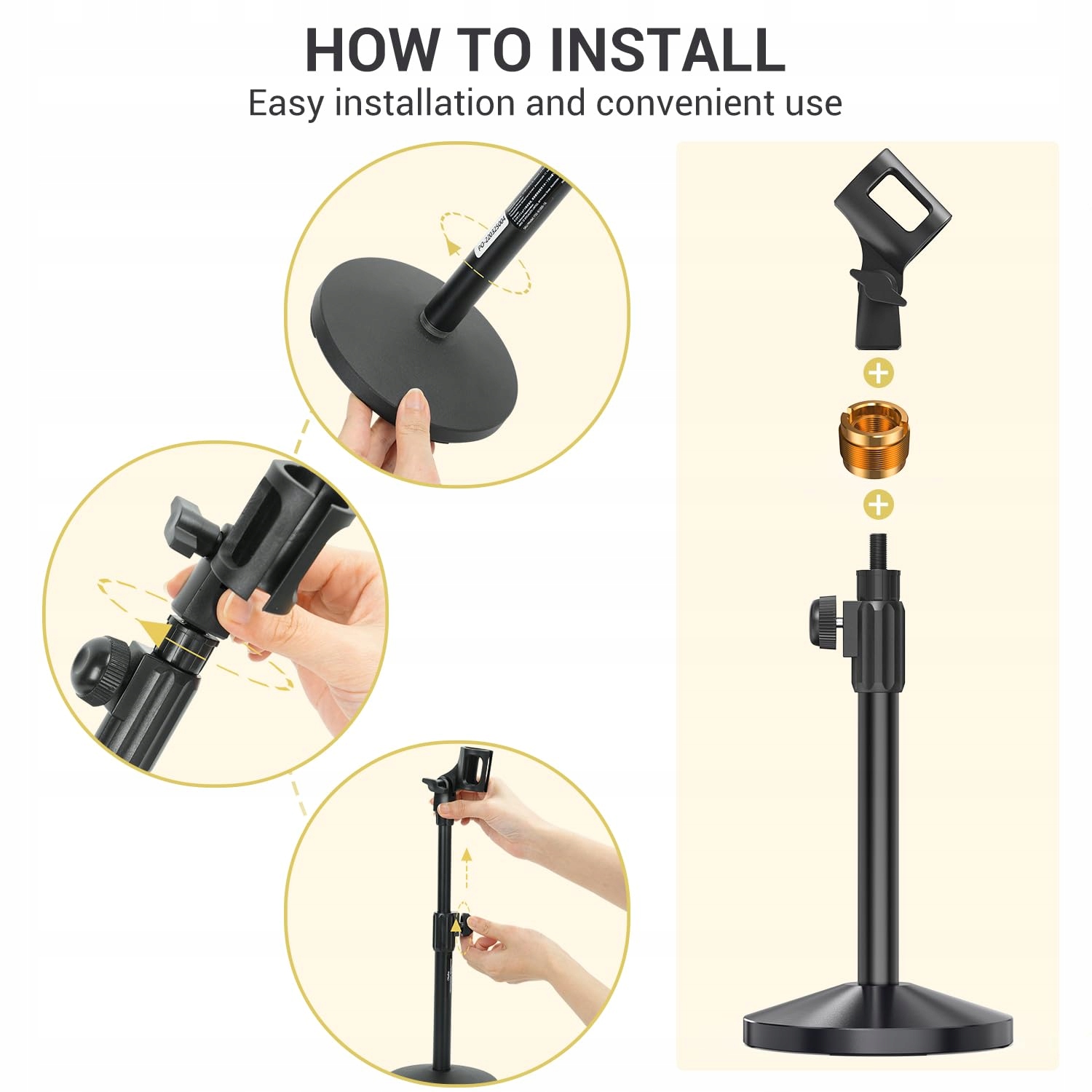 OHUHU Stojak Na Mikrofon Regulowany Uchwyt Z Adapterem 5/8" Na 3/8" — miniatura 5