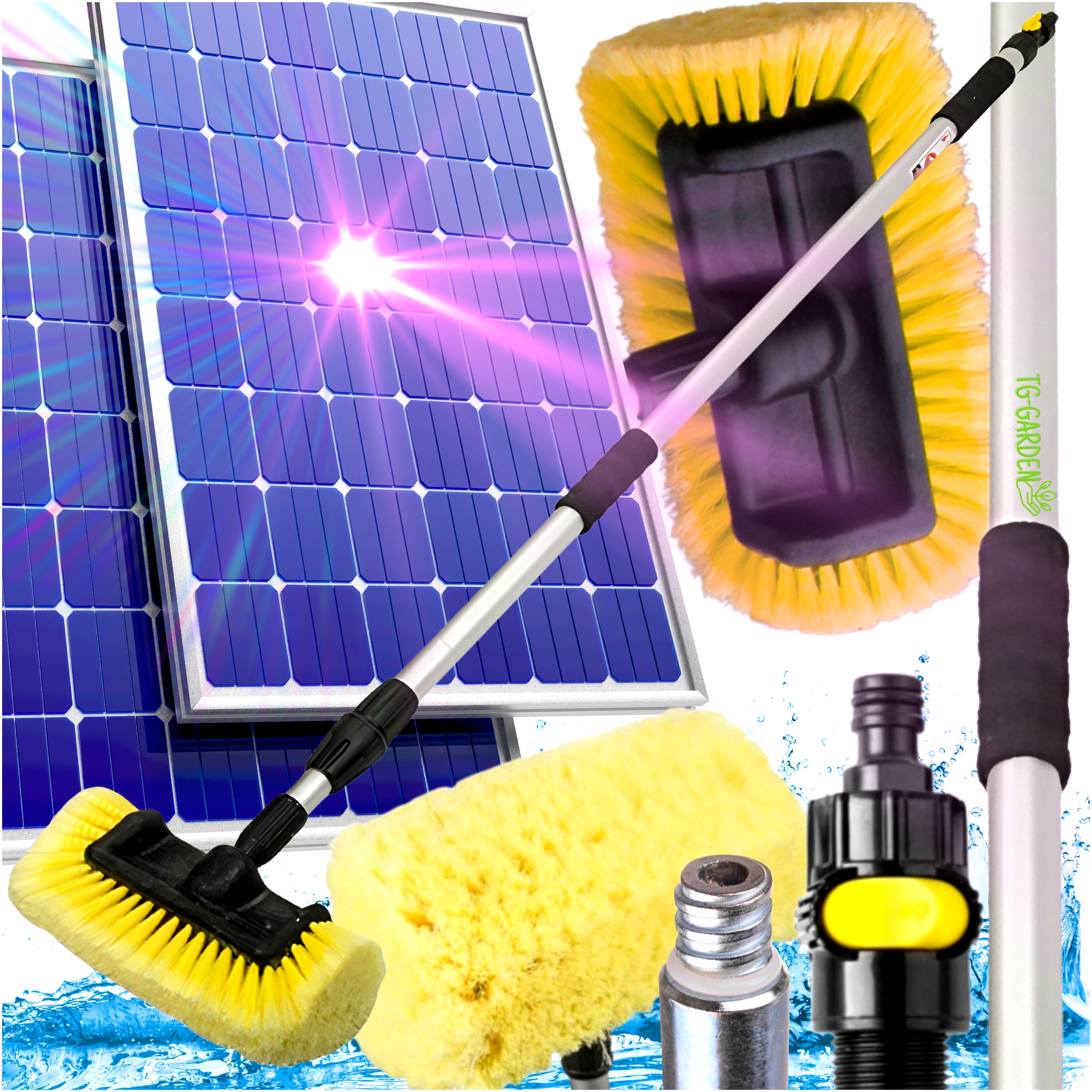 SZCZOTKA DO MYCIA PANELI FOTOWOLTAICZNYCH SOLARÓW MIĘKKA TELESKOP 300CM 3M