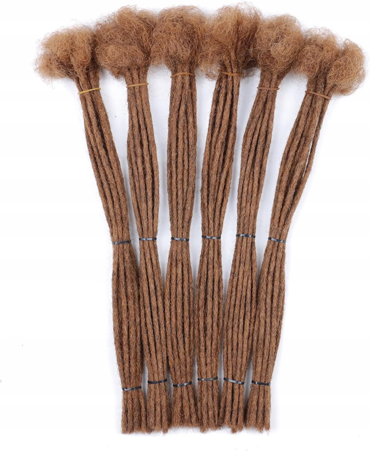 Dredy z přírodních vlasů 30 cm, hnědé, 60 pramínků, ručně vyrobené