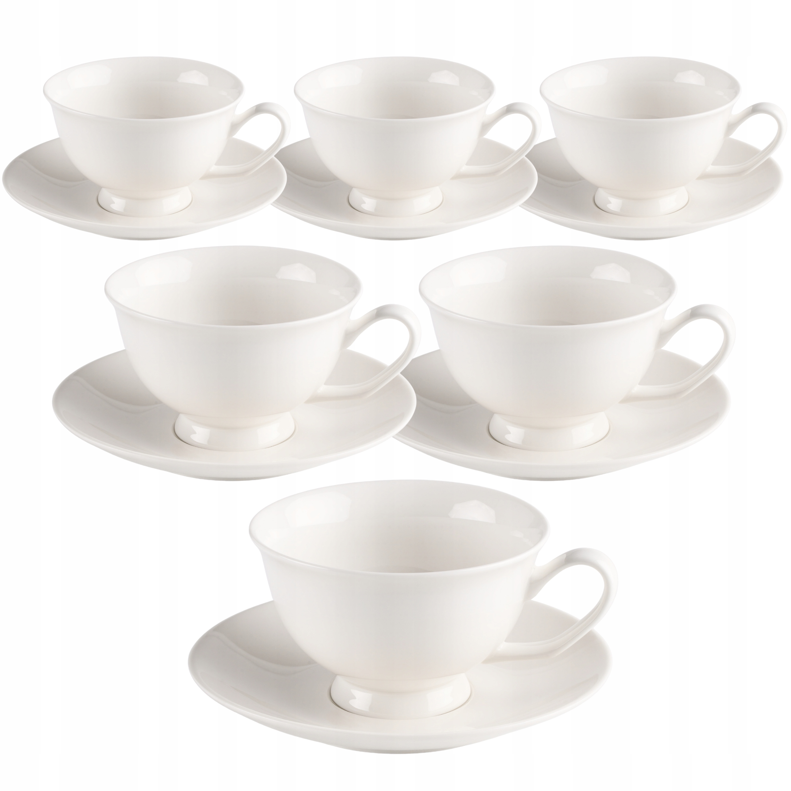 ZESTAW 6SZT FILIŻANEK BIAŁYCH ZE SPODKIEM 6X FILIŻANKA 220ML + SPODEK