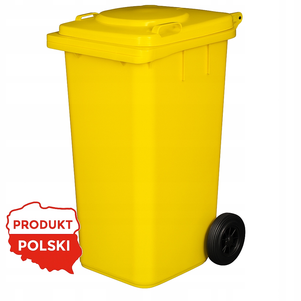 Pojemnik na odpady 120L żółty – plastik i metale, z pokrywą Pl