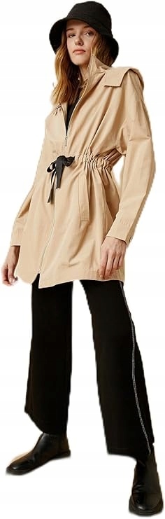 Koton Béžový Kabát S Bavlnou A Zavazováním V Pase 36 J2J