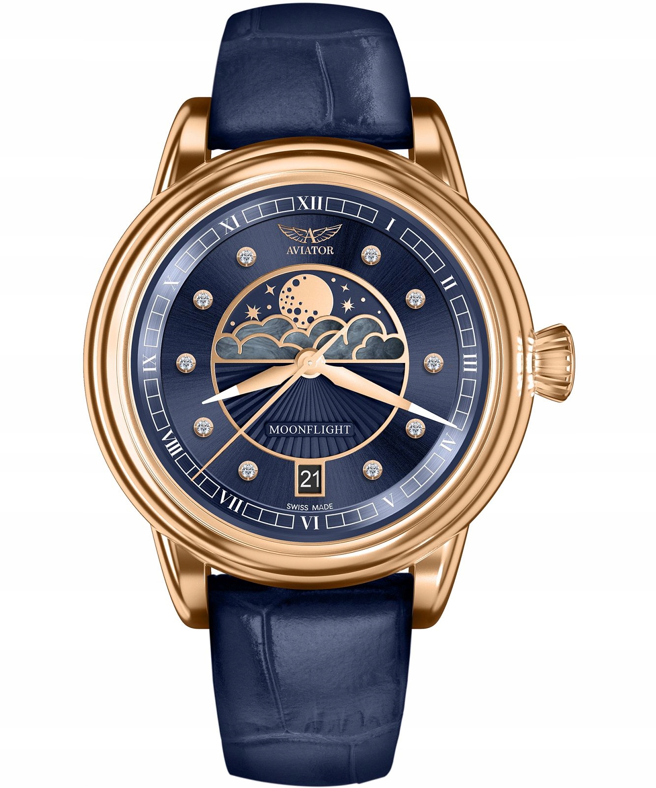 Dámské hodinky Aviator Douglas Moonflight Blue Diamonds Limited Edition