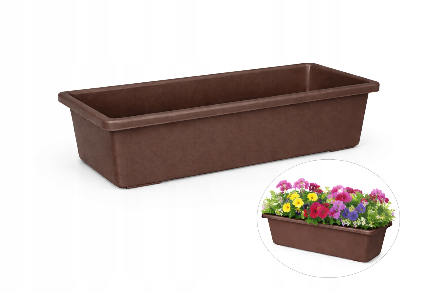 Skrzynka balkonowa 40cm doniczka balkonowa, pojemnik na kwiaty, brąz